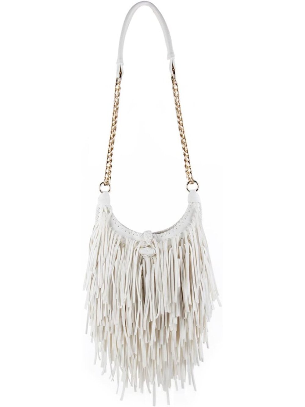 Women's Fringed Faux Suede Leather Cross Body Bag Chain Shoulder Bag Tassel Hand